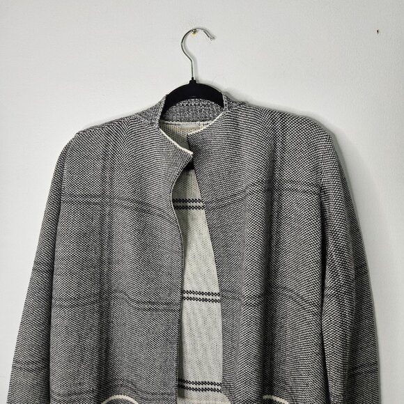 Soia & Kyo Benela Wool Blend Knit Long Cardigan Coat Duster Sz S  Grey plaid - Picture 5 of 10